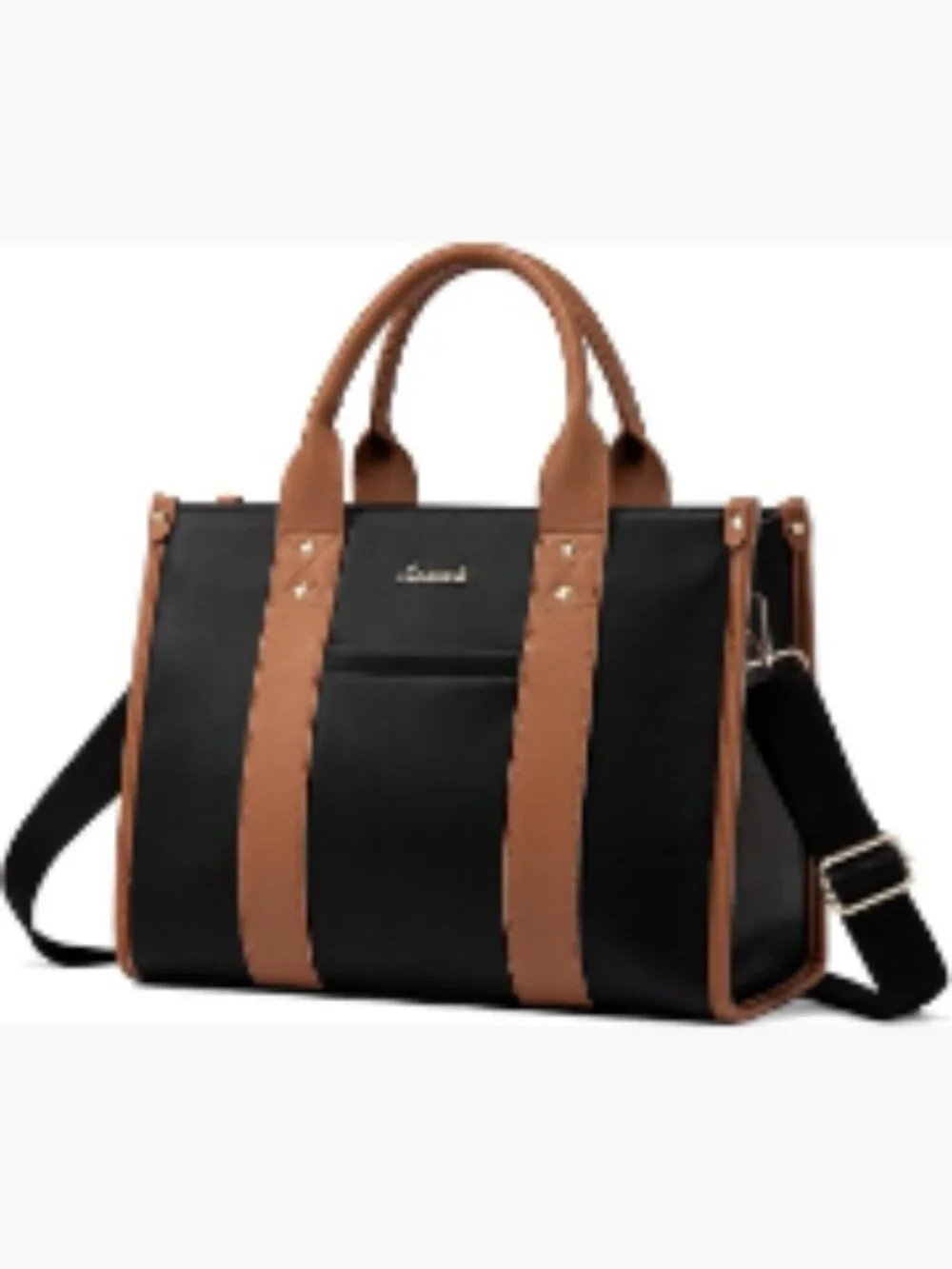 Faux Leather Satchel Tote Handbag with Zipper, Top Handle and Crossbody Strap,